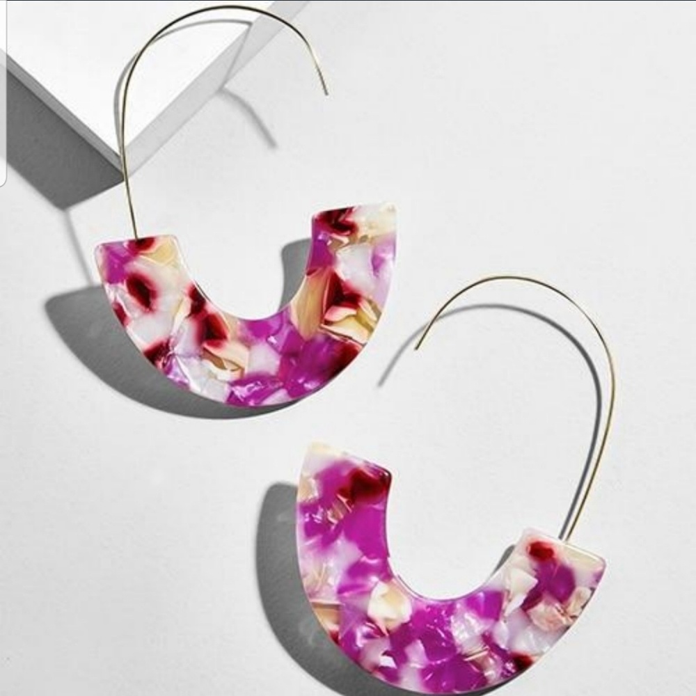 Orchid Crescent Resin Earrings